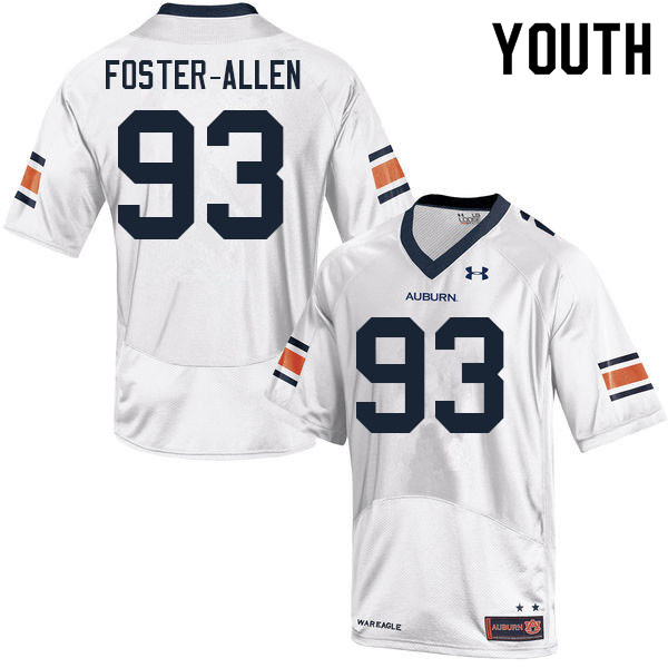 Youth Auburn Tigers #93 Daniel Foster-Allen White 2021 College Stitched Football Jersey